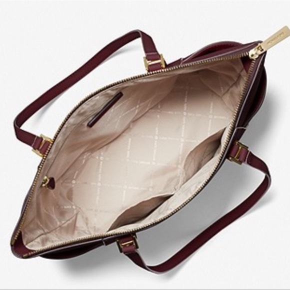 MICHAEL KORS Charlotte Large Leather Top-Zip Tote Dark Cherry NWT - Picture 3 of 16